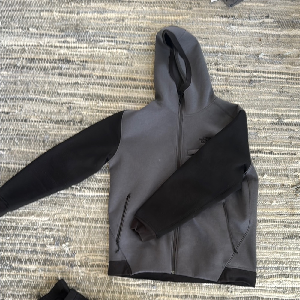 Men's Gray and Black Hooded Sweater